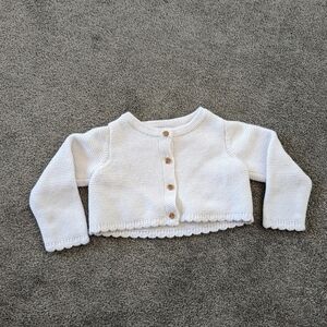 Fred & Flo Baby Girl Knit Cardigan, Size 12-18 Months, Classic White